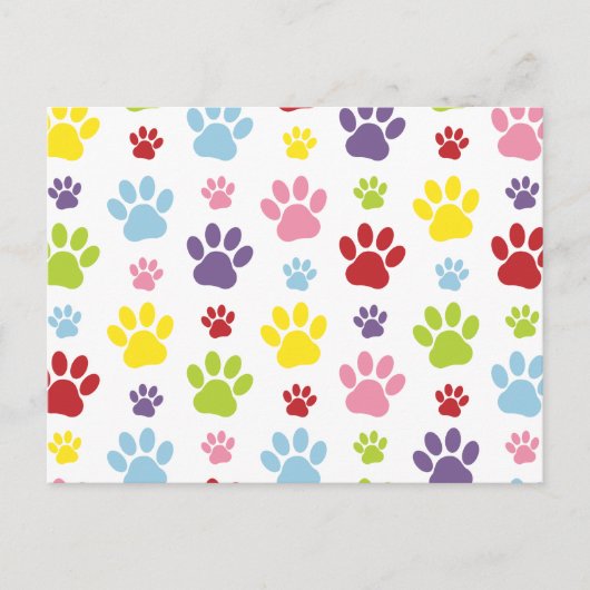 Kleurrijke poten, Paw Pattern, Dog Paws, Paw Print Briefkaart (Voorkant)
