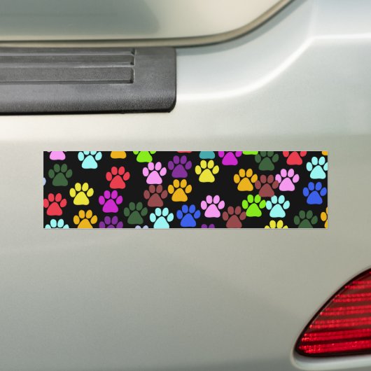 Kleurrijke poten, Paw Pattern, Dog Paws, Paw Print Bumpersticker (Op auto)