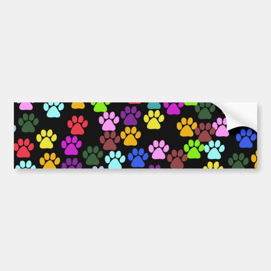 Kleurrijke poten, Paw Pattern, Dog Paws, Paw Print Bumpersticker (Voorkant)