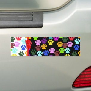Kleurrijke poten, Paw Pattern, Dog Paws, Paw Print Bumpersticker