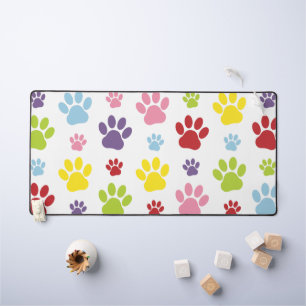 Kleurrijke poten, Paw Pattern, Dog Paws, Paw Print Bureaumat