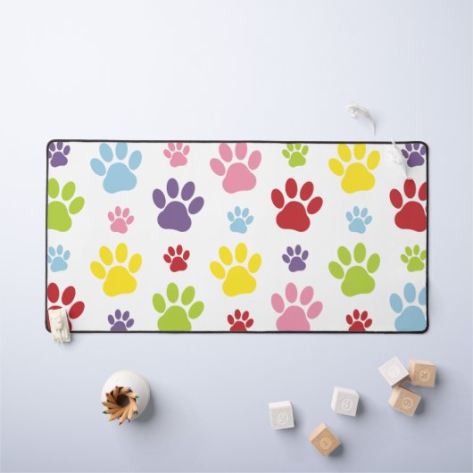 Kleurrijke poten, Paw Pattern, Dog Paws, Paw Print Bureaumat (Kindertafel)