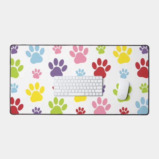 Kleurrijke poten, Paw Pattern, Dog Paws, Paw Print Bureaumat (Keyboard & Muis)