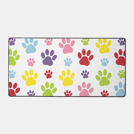 Kleurrijke poten, Paw Pattern, Dog Paws, Paw Print Bureaumat (Voorkant)