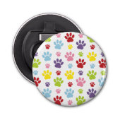 Kleurrijke poten, Paw Pattern, Dog Paws, Paw Print Button Flesopener (Voorkant)