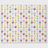 Kleurrijke poten, Paw Pattern, Dog Paws, Paw Print Cadeaupapier (Vlak)