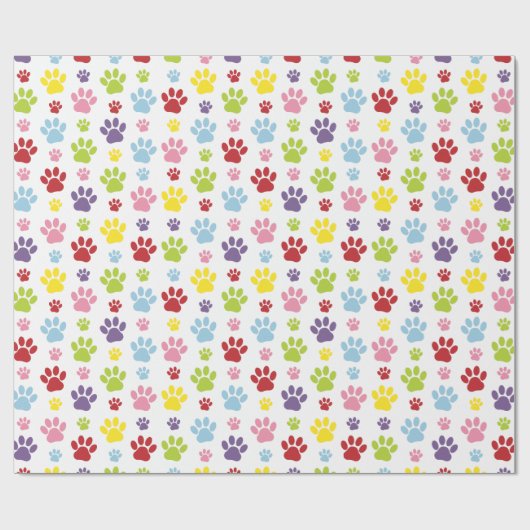 Kleurrijke poten, Paw Pattern, Dog Paws, Paw Print Cadeaupapier (Vlak)