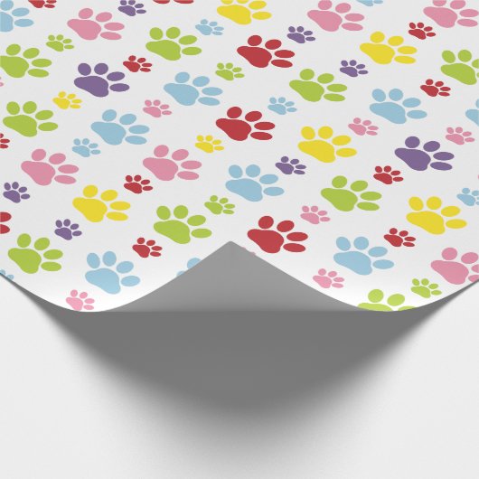 Kleurrijke poten, Paw Pattern, Dog Paws, Paw Print Cadeaupapier (Hoek)