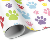 Kleurrijke poten, Paw Pattern, Dog Paws, Paw Print Cadeaupapier (Rol Hoek)