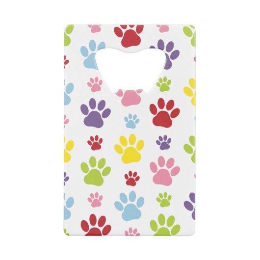 Kleurrijke poten, Paw Pattern, Dog Paws, Paw Print Creditkaart Flessenopener (Voorkant)