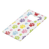 Kleurrijke poten, Paw Pattern, Dog Paws, Paw Print Creditkaart Flessenopener (Achterkant Gekanteld)