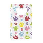 Kleurrijke poten, Paw Pattern, Dog Paws, Paw Print Creditkaart Flessenopener (Achterkant)
