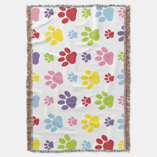 Kleurrijke poten, Paw Pattern, Dog Paws, Paw Print Deken (Voorkant Verticaal)