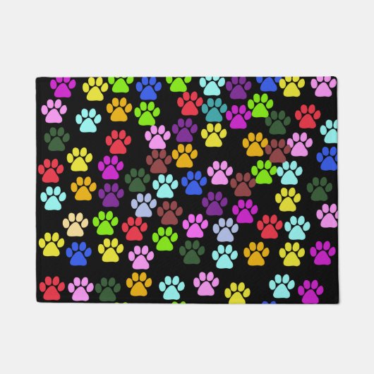 Kleurrijke poten, Paw Pattern, Dog Paws, Paw Print Deurmat (Voorkant)