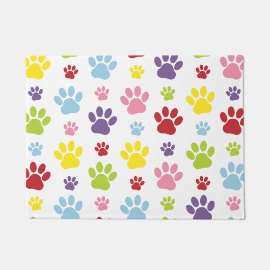 Kleurrijke poten, Paw Pattern, Dog Paws, Paw Print Deurmat (Voorkant)