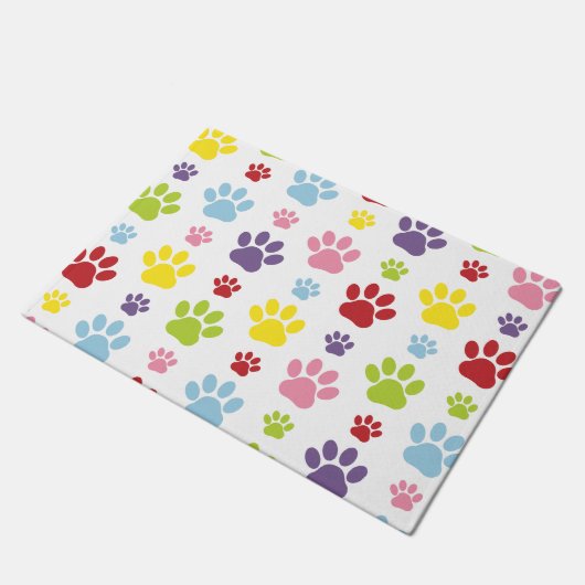 Kleurrijke poten, Paw Pattern, Dog Paws, Paw Print Deurmat (Schuin)