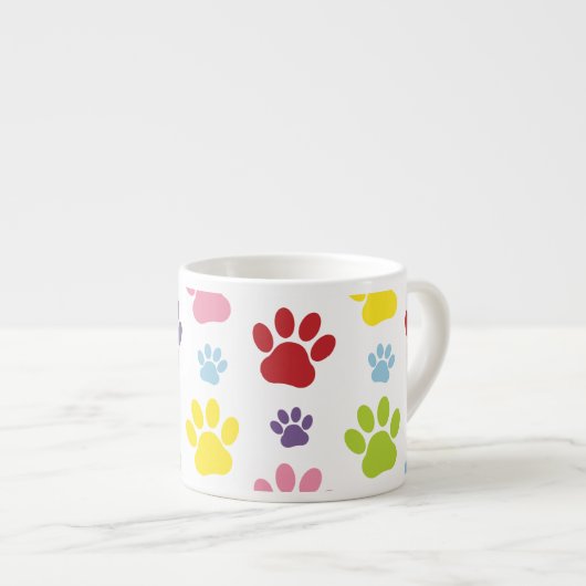 Kleurrijke poten, Paw Pattern, Dog Paws, Paw Print Espresso Kop (Voorkant rechts)