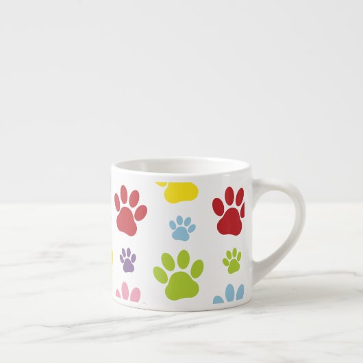 Kleurrijke poten, Paw Pattern, Dog Paws, Paw Print Espresso Kop (Rechts)