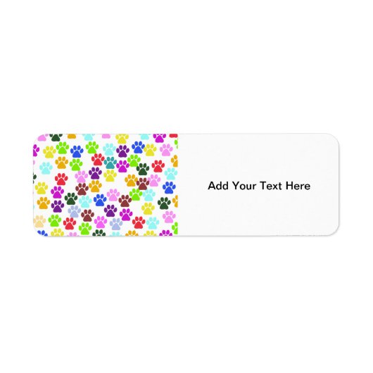 Kleurrijke poten, Paw Pattern, Dog Paws, Paw Print Etiket (Voorkant)