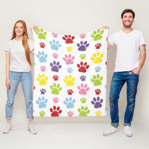 Kleurrijke poten, Paw Pattern, Dog Paws, Paw Print Fleece Deken