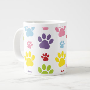 Kleurrijke poten, Paw Pattern, Dog Paws, Paw Print Grote Koffiekop