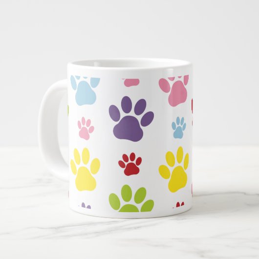 Kleurrijke poten, Paw Pattern, Dog Paws, Paw Print Grote Koffiekop (Links)