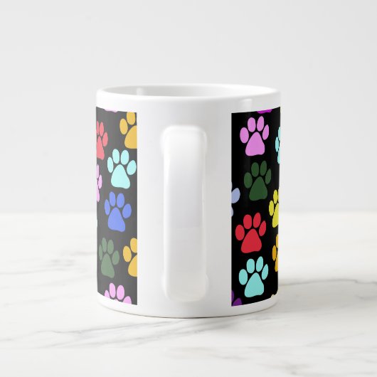 Kleurrijke poten, Paw Pattern, Dog Paws, Paw Print Grote Koffiekop (Achterkant)