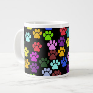 Kleurrijke poten, Paw Pattern, Dog Paws, Paw Print Grote Koffiekop