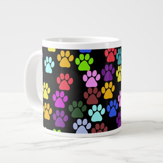 Kleurrijke poten, Paw Pattern, Dog Paws, Paw Print Grote Koffiekop (Links)