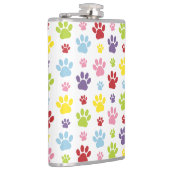 Kleurrijke poten, Paw Pattern, Dog Paws, Paw Print Heupfles (Rechts)