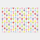 Kleurrijke poten, Paw Pattern, Dog Paws, Paw Print Inpakpapier Vel (Voorkant 3)