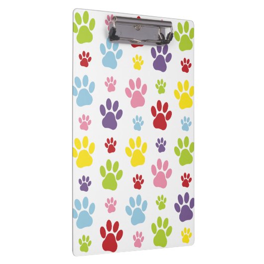 Kleurrijke poten, Paw Pattern, Dog Paws, Paw Print Klembord (Rechts)