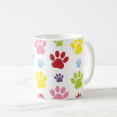 Kleurrijke poten, Paw Pattern, Dog Paws, Paw Print Koffiemok (Voorkant rechts)