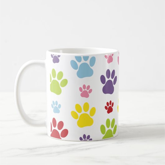 Kleurrijke poten, Paw Pattern, Dog Paws, Paw Print Koffiemok (Links)