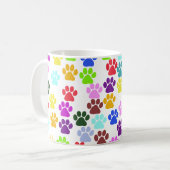 Kleurrijke poten, Paw Pattern, Dog Paws, Paw Print Koffiemok (Voorkant links)