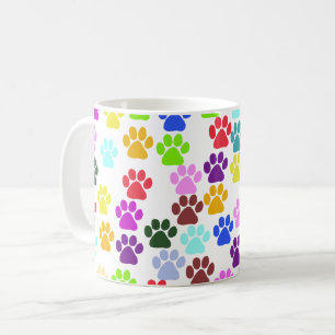 Kleurrijke poten, Paw Pattern, Dog Paws, Paw Print Koffiemok