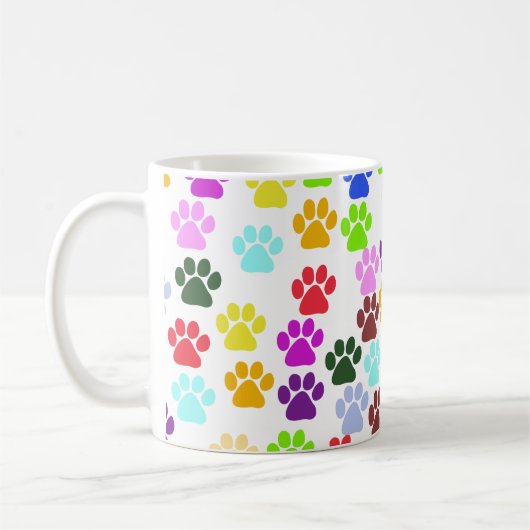 Kleurrijke poten, Paw Pattern, Dog Paws, Paw Print Koffiemok (Links)