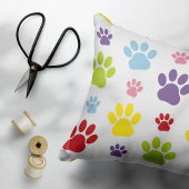 Kleurrijke poten, Paw Pattern, Dog Paws, Paw Print Kussensloop