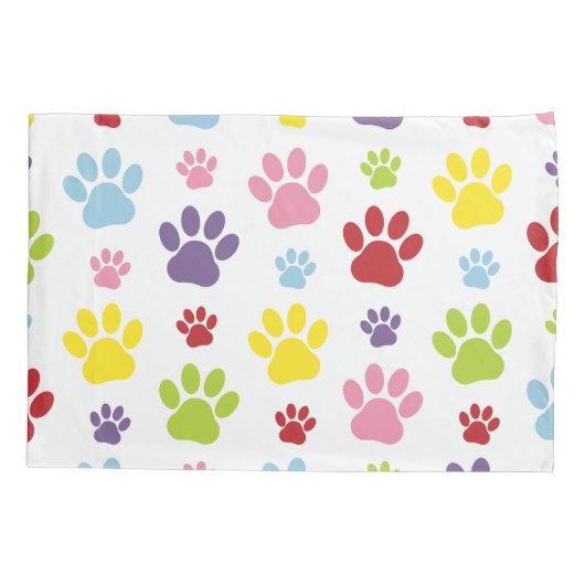 Kleurrijke poten, Paw Pattern, Dog Paws, Paw Print Kussensloop (Achterkant)