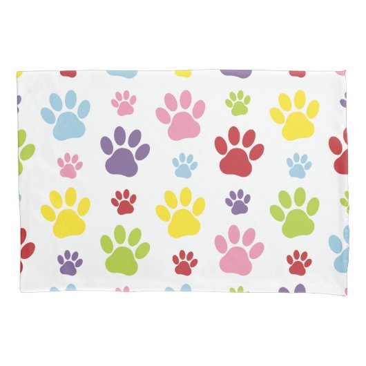 Kleurrijke poten, Paw Pattern, Dog Paws, Paw Print Kussensloop (Voorkant)