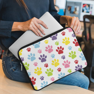Kleurrijke poten, Paw Pattern, Dog Paws, Paw Print Laptop Sleeve