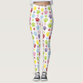 Kleurrijke poten, Paw Pattern, Dog Paws, Paw Print Leggings (Voorkant)