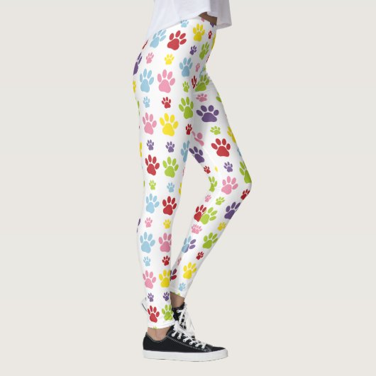 Kleurrijke poten, Paw Pattern, Dog Paws, Paw Print Leggings (Rechts)