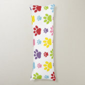 Kleurrijke poten, Paw Pattern, Dog Paws, Paw Print Lichaamskussen (Voorkant Verticaal)