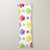Kleurrijke poten, Paw Pattern, Dog Paws, Paw Print Lichaamskussen (Achterkant (Verticaal))
