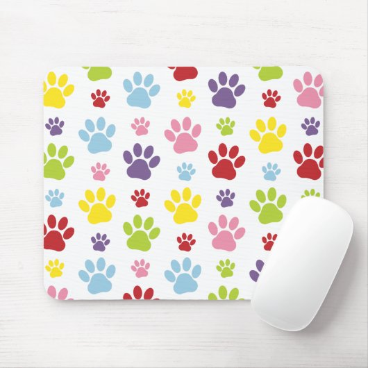 Kleurrijke poten, Paw Pattern, Dog Paws, Paw Print Muismat (Met muis)