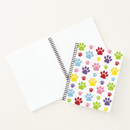 Kleurrijke poten, Paw Pattern, Dog Paws, Paw Print Notitieboek (Binnen)