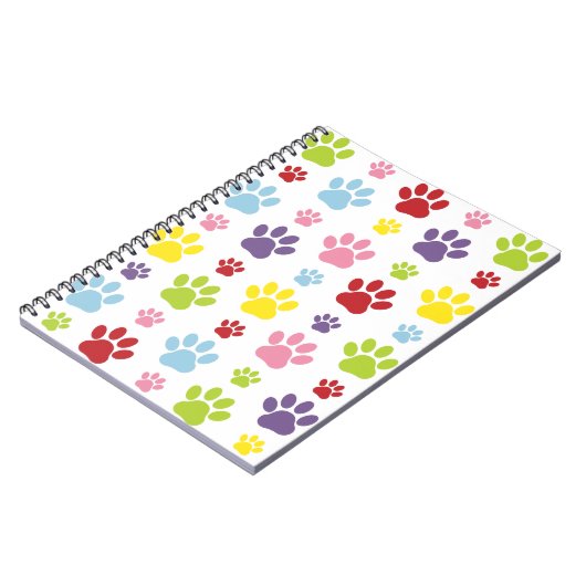Kleurrijke poten, Paw Pattern, Dog Paws, Paw Print Notitieboek (Linkerzijde)