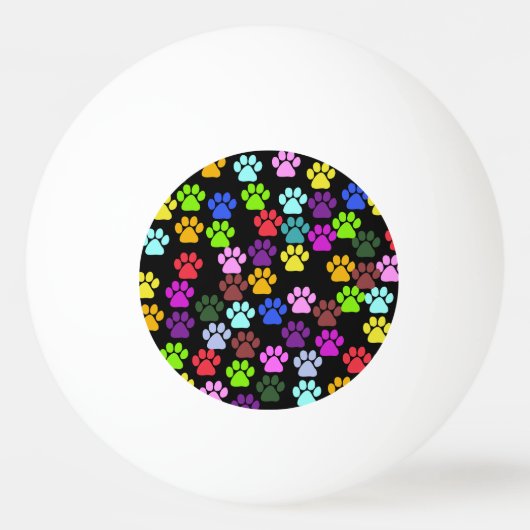 Kleurrijke poten, Paw Pattern, Dog Paws, Paw Print Pingpongbal (Achterkant)