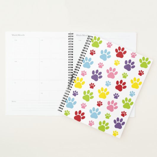 Kleurrijke poten, Paw Pattern, Dog Paws, Paw Print Planner (Display)
